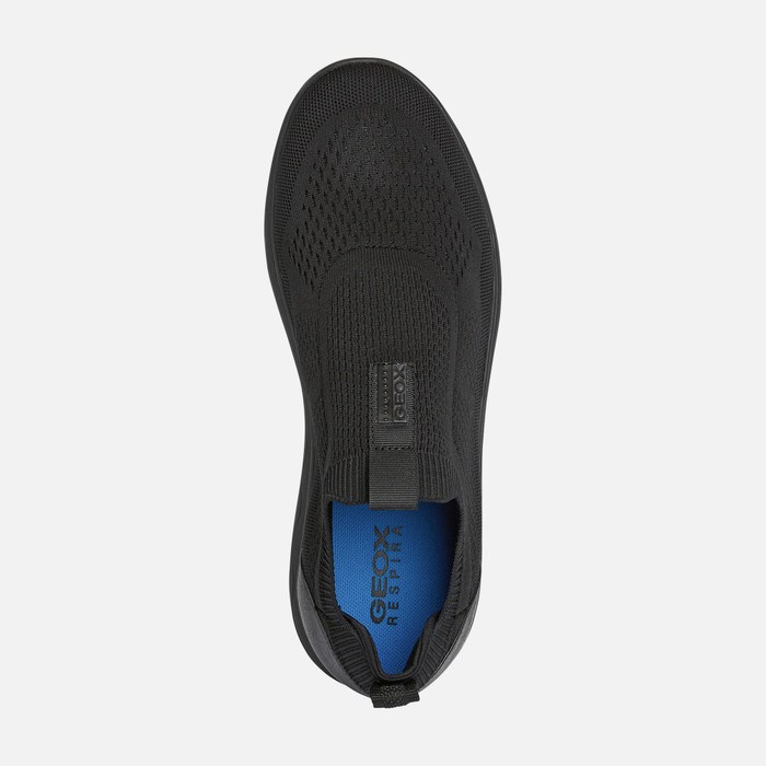 Slip On Męskie Geox Spherica Czarne | 51DLGIKCQ